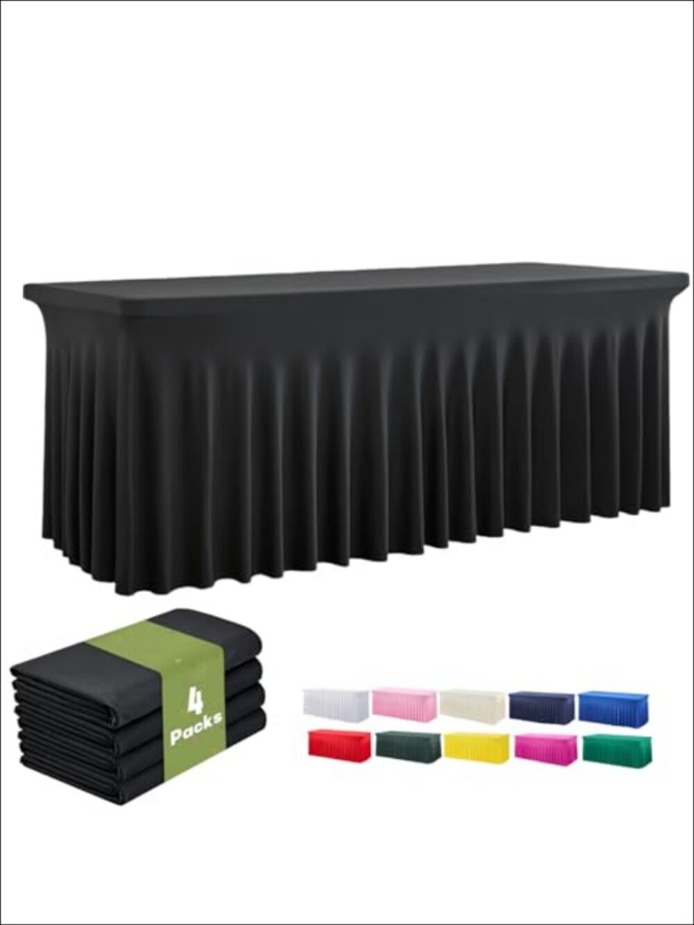 4 Pack Spandex Table Cloths for 6 Foot Rectangle Tables Wrinkle Free Stretch